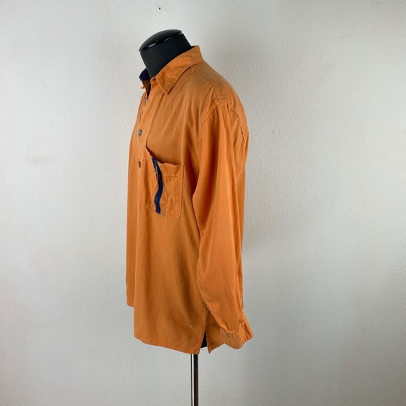 Cold Storage Foul Weather Gear Mens Orange Cotton Twill Shirt Long Sleeve Large - Picture 5 of 10